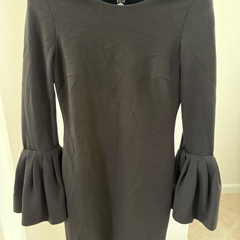 Just Me Black Sheath Dress with Bell Sleeves